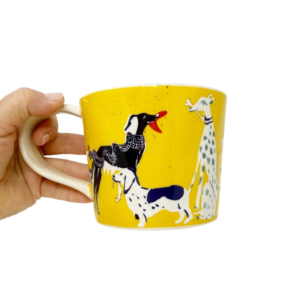 NEW Anthropologie Pet Shop Mug Dogs Decaled Stoneware 14.25 oz